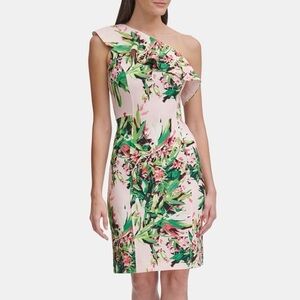 Tommy Hilfiger One Shoulder Scuba Dress Floral Size 14
